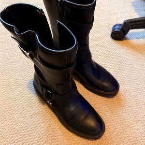 GAP Black Leather Buckle Boots Women size 9